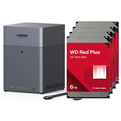 UGREEN NASync DH4300 Plus NAS System 4-Bay 24TB inkl. 4x WD WD60EFPX NAS HDD - 6 TB