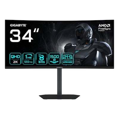 Image of Gigabyte GS34WQCA 86,4cm (34") UWQHD VA Gaming Monitor Curved 21:9 HDMI/DP 120Hz 1ms Sync