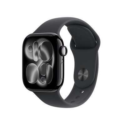 Image of Apple Watch Series 11 GPS 42mm Jet Black Aluminium Gehäuse mit Sport Band (black) - M/L
