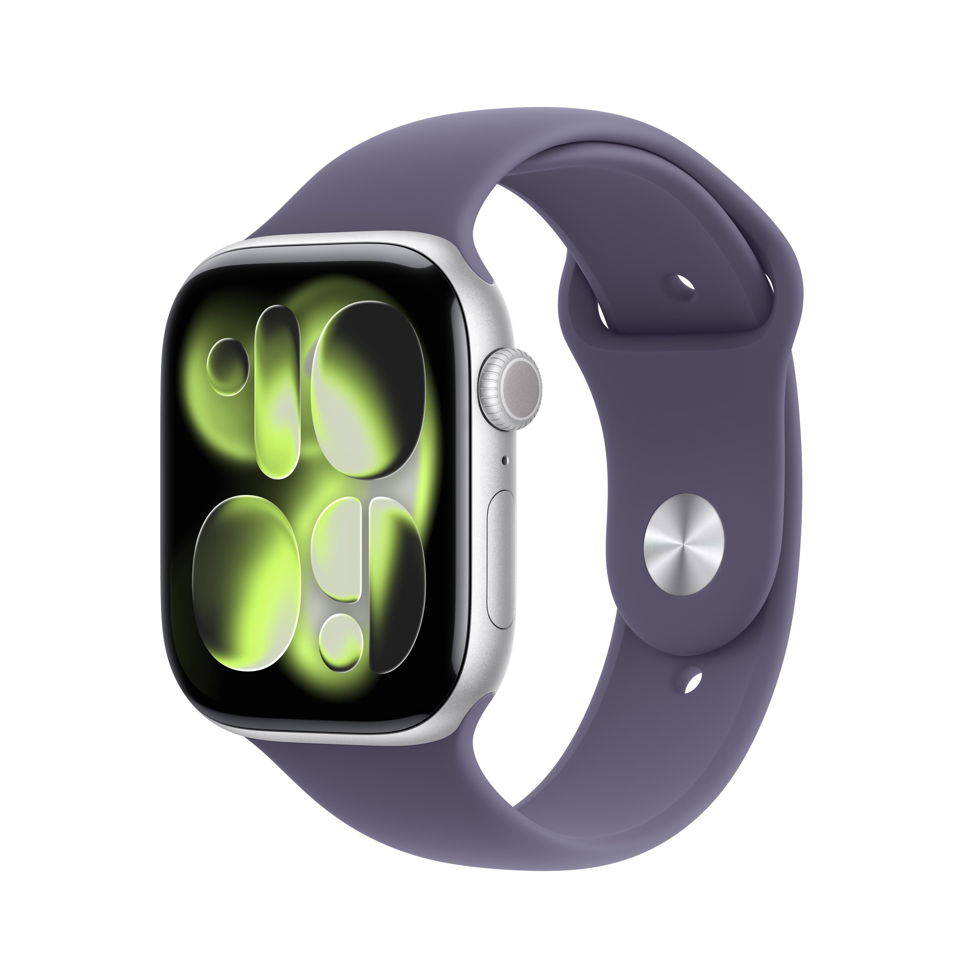 Apple Watch Series 11 GPS + Cellular 46mm Silver Aluminium Gehäuse mit Sport Band (purple fog) - S/M
