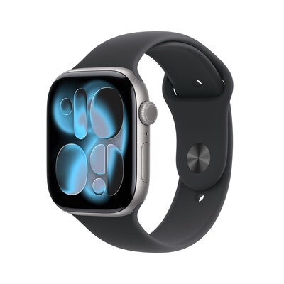 Apple Watch Series 11 GPS 46mm Space Grey Aluminium Gehäuse mit Sport Band (black) - S/M