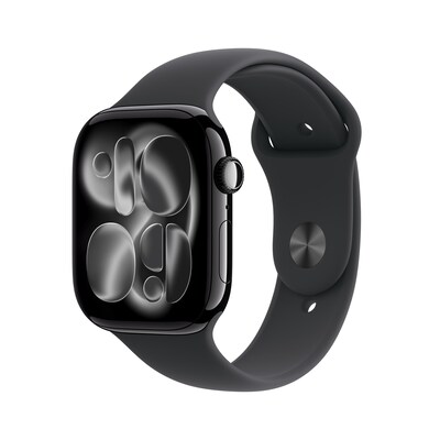 Apple Watch Series 11 GPS 46mm Jet Black Aluminium Gehäuse mit Sport Band (black) - S/M