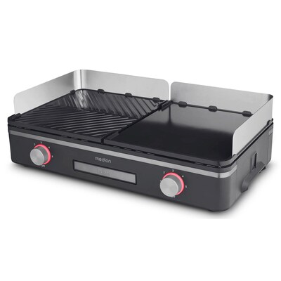 Medion LIFE Tischgrill mit Dual-Zonen-System; 2400W, 2 Platten