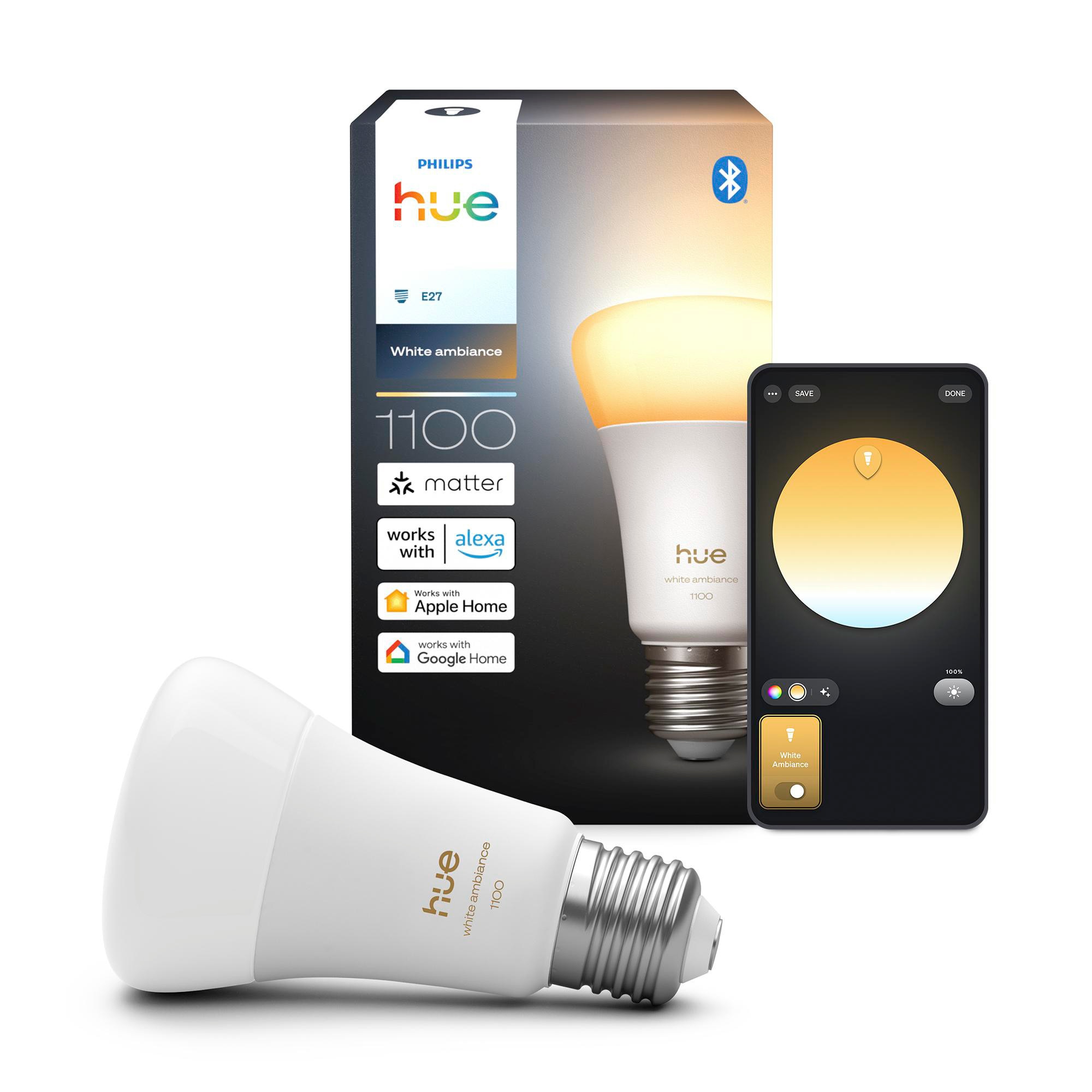 Philips Hue White E27 White Ambiance Einzelpack 1100Lm 75W Größe 40 Weiß - Bild 4