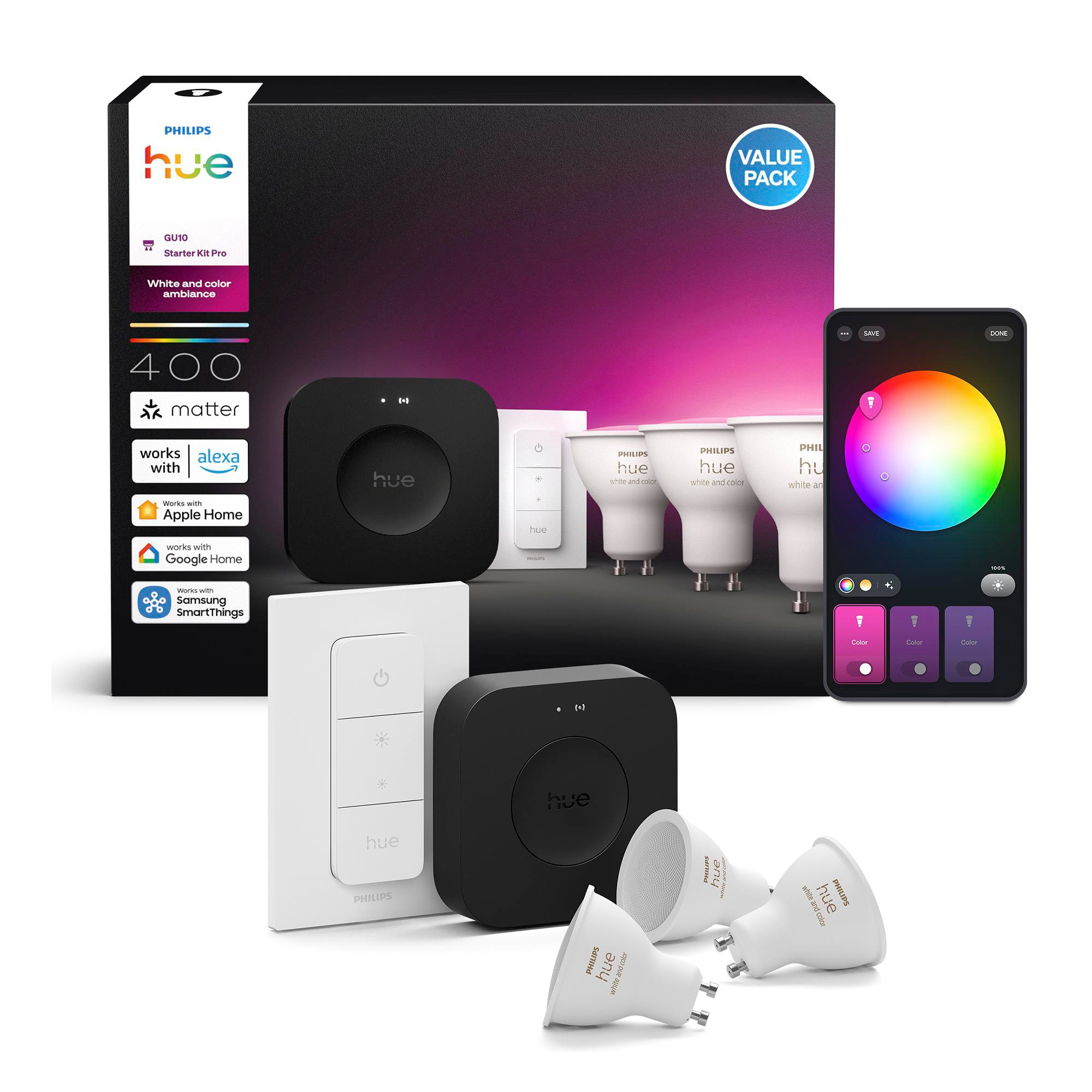 Licht Philips Led-Leuchtmittel, Led-Dimmer 929003666513 Eek: E (A - G) Hue White & Col. Amb. Gu10 Gu10 4. - Bild 8