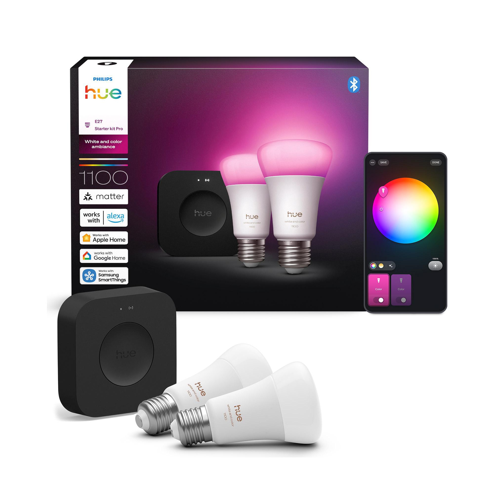 Philips Hue White & Color Ambiance Starter-Set: 2 Farbfähige E27-Smart-Lampen + Bridge Pro - Image 8