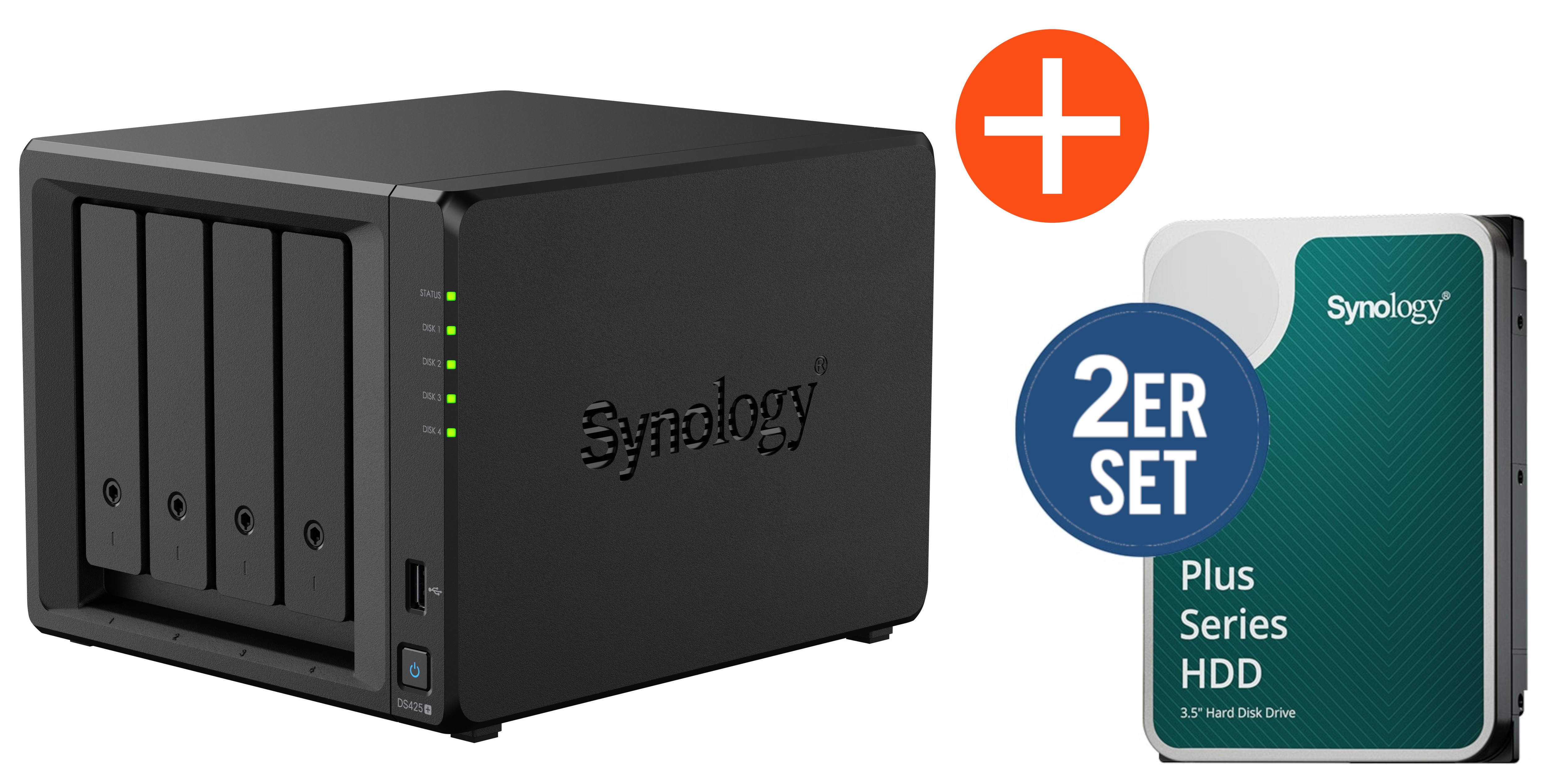 Synology DS425+ NAS System 4-Bay 32 TB inkl. 2x 16 TB Synology HDD HAT3310-16T
