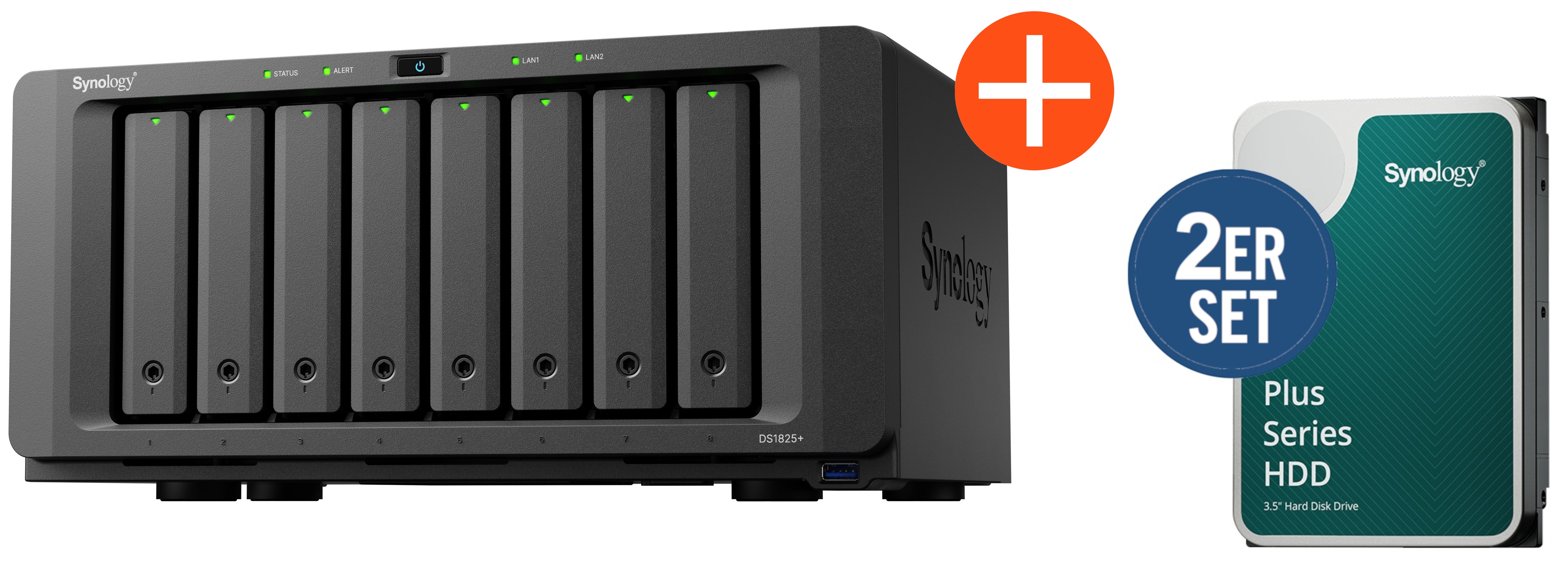 Synology Diskstation DS1825+ NAS System 8-Bay 32 TB inkl. 2x 16 TB Synology HDD HAT3310-16T