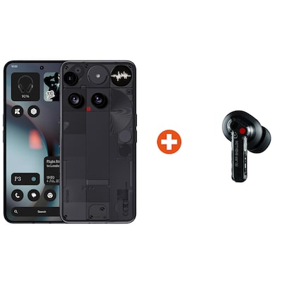 Nothing Phone (3) 16/512GB schwarz Android 15 Smartphone + GRATIS Nothing Ear (a) Kabellose In-Ear Kopfhörer schwarz