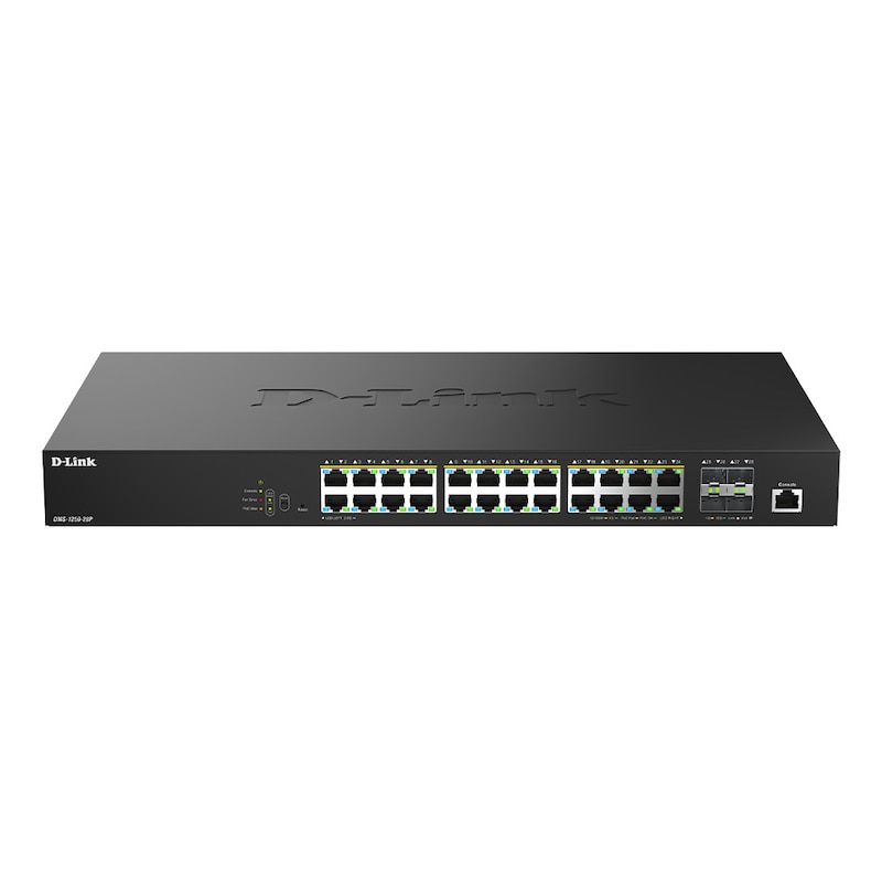 SFP günstig Kaufen-D-Link DMS-1250-28P/E Smart Managed PoE 28-Port-Multi-Gigabit-Switch. D-Link DMS-1250-28P/E Smart Managed PoE 28-Port-Multi-Gigabit-Switch <![CDATA[• Managed Switch • 24 RJ45-Ports (24x 2.5G-LAN) • Zusätzliche Ports: 4x SFP+ • Kühlung: aktiv]]>. 