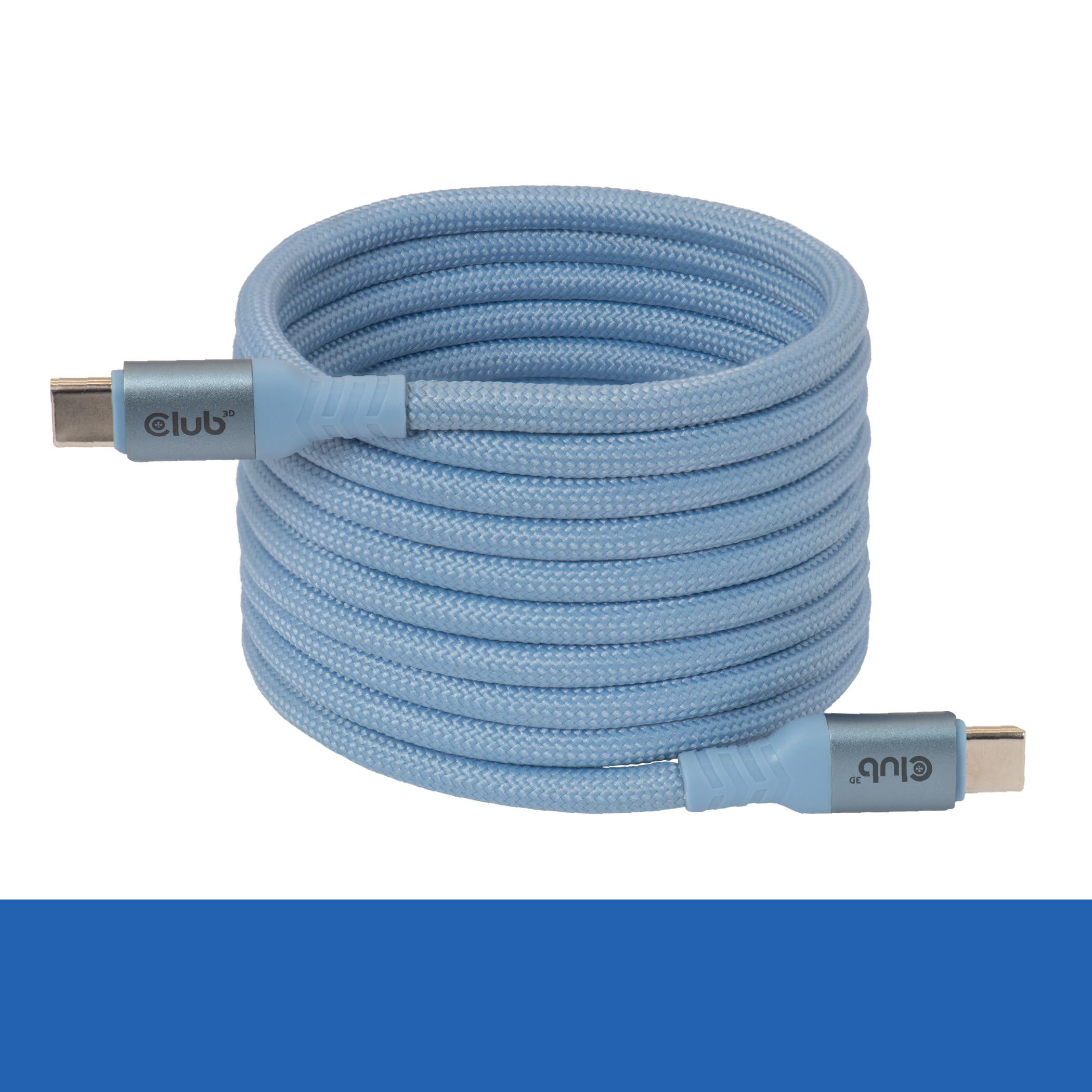 Club 3D CAC-3030 USB-C® Magnetisches Kabel 240W PD3.1 2m blau