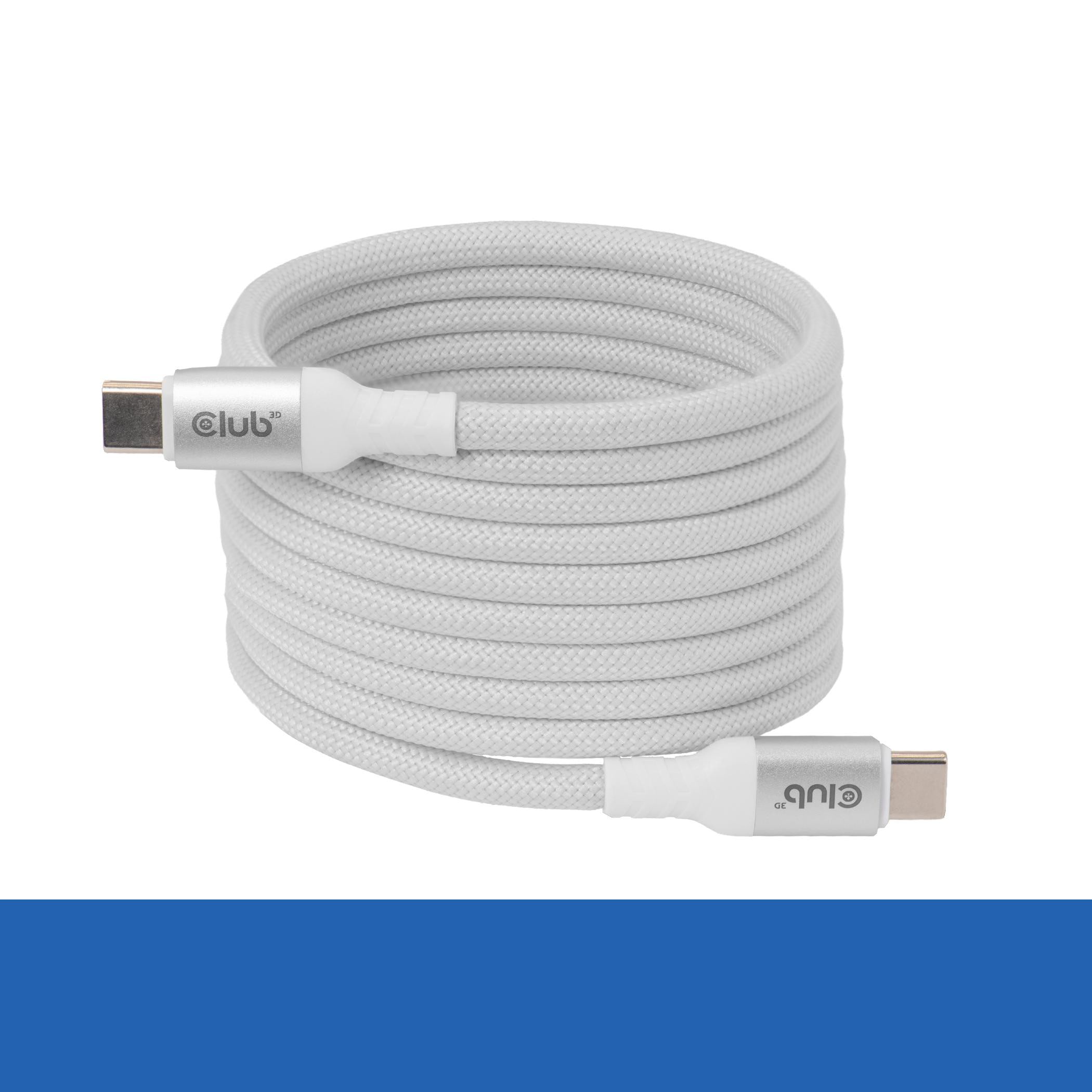 Club 3D CAC-3032 USB-C® Magnetisches Kabel 240W PD3.1 2m weiß