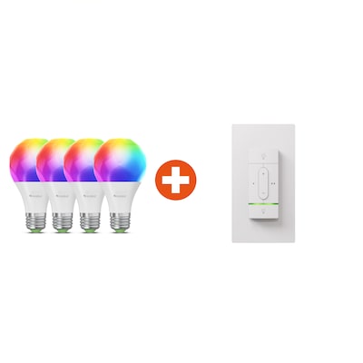 Nanoleaf Essentials Matter WLAN Smart Bulb E27 LED-Leuchtmittel 4 Stück + Sense+ Smart Wireless Light Switch Bundle