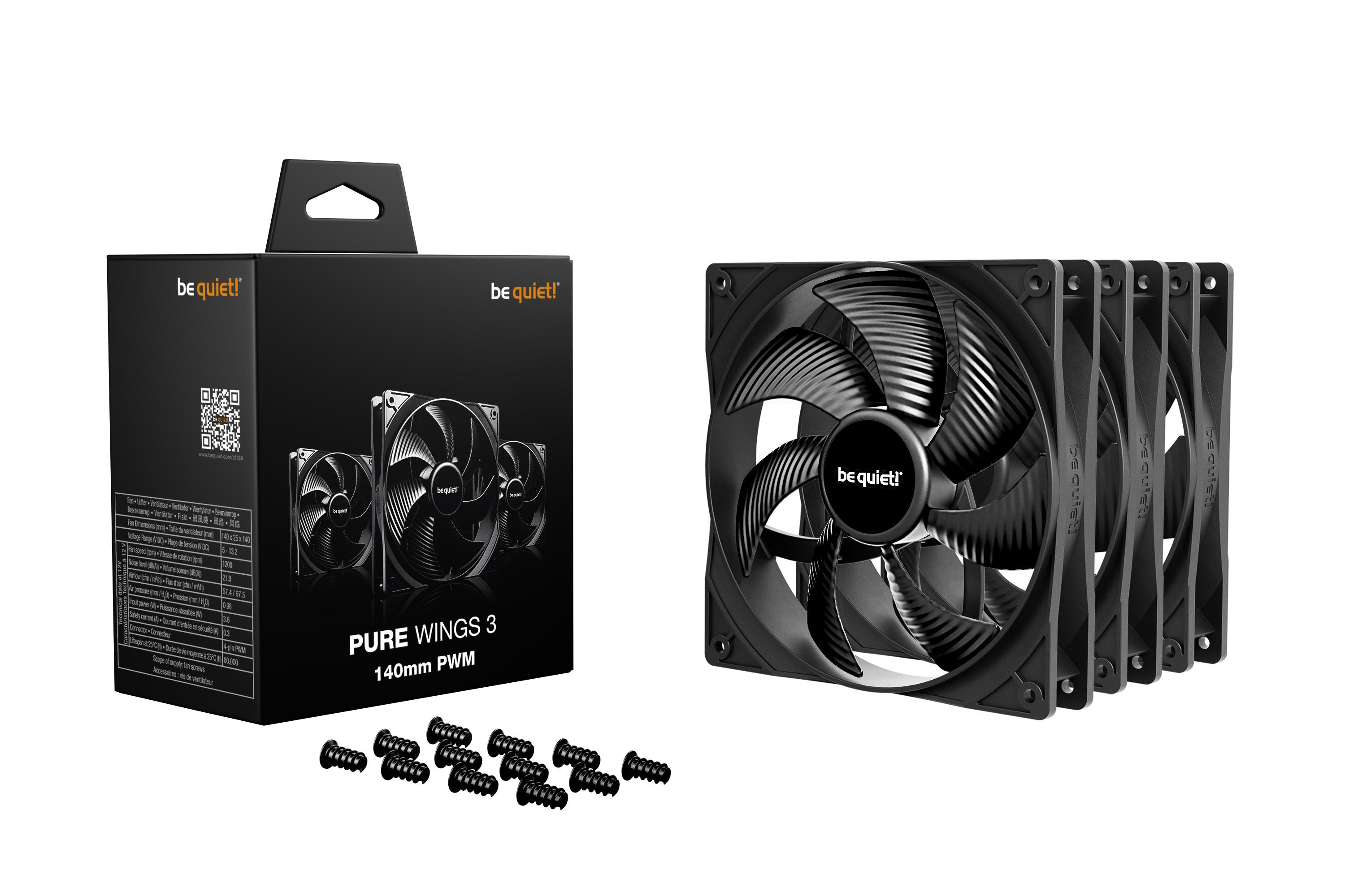 be quiet! Lüfter Pure Wings 3 PWM Triple Pack - 140mm Gehäuselüfter