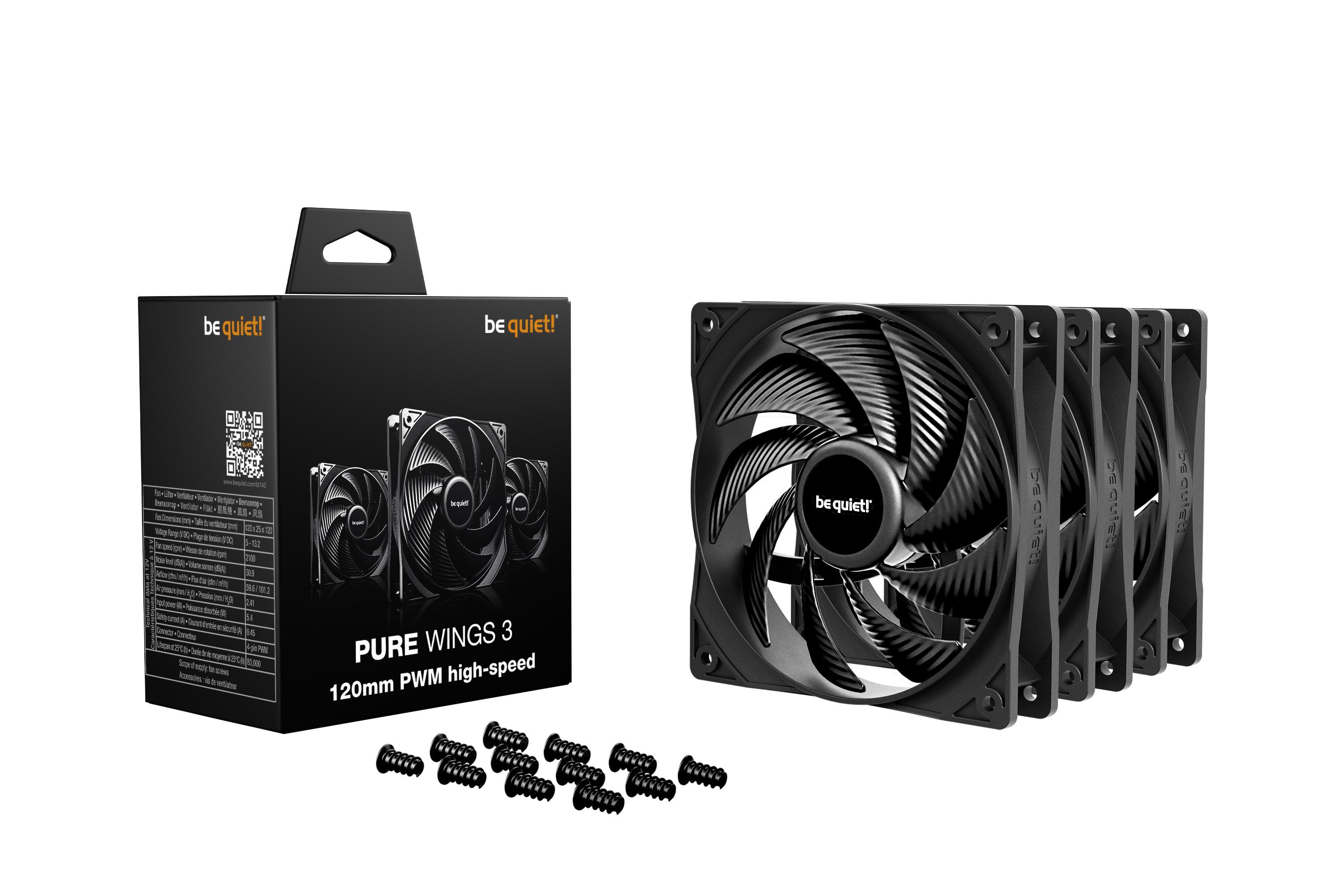 be quiet! Lüfter Pure Wings 3 PWM HS Triple Pack - 120mm Gehäuselüfter
