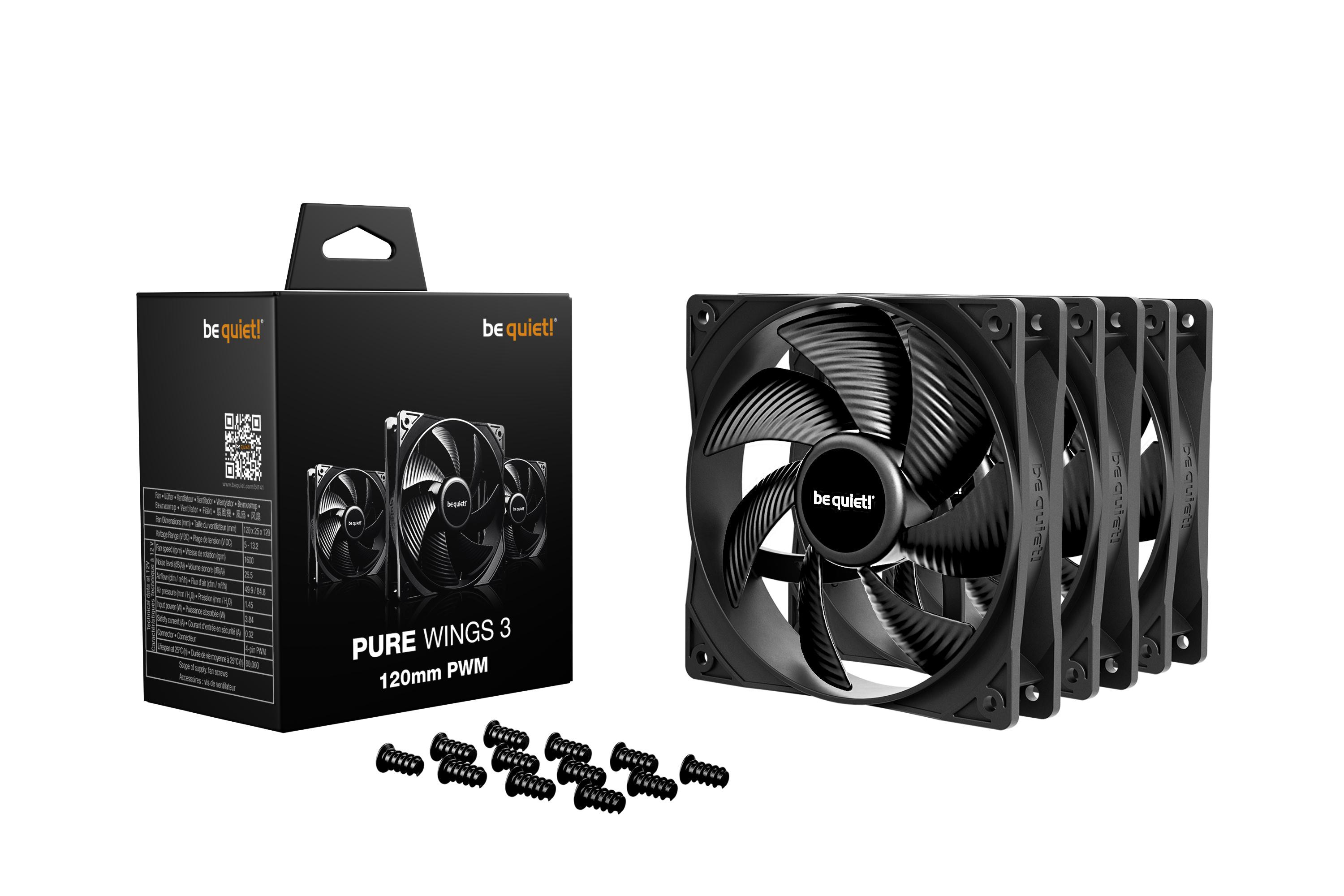 be quiet! Lüfter Pure Wings 3 PWM Triple Pack - 120mm Gehäuselüfter