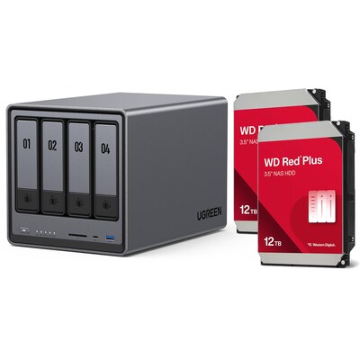 UGREEN NASync DXP4800 NAS System 4-Bay 24TB inkl. 2x WD WD120EFGX NAS HDD - 12 TB
