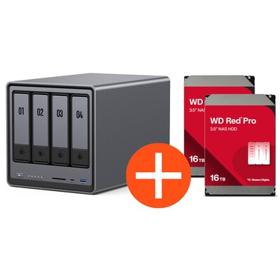 UGREEN NASync DXP4800 NAS System 4-Bay 32TB inkl. 2x WD WD161KFGX NAS HDD - 16 TB