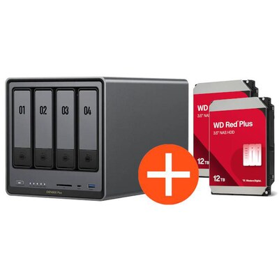 UGREEN NASync DXP4800 Plus NAS System 4-Bay 24TB inkl. 2x WD WD120EFGX NAS HDD - 12 TB