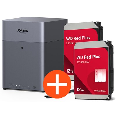 UGREEN NASync DH4300 Plus NAS System 4-Bay 24TB inkl. 2x WD WD120EFGX NAS HDD - 12 TB