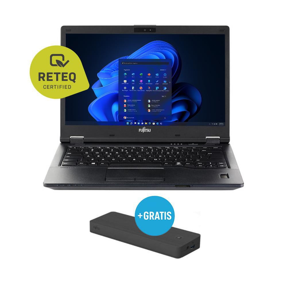 Refurbished: Fujitsu Lifebook E548 14" FHD Core i5-8350U 8GB/256GB Win11 Pro inkl. Dockingstation FTS USB-C Port Repl. 2 90W