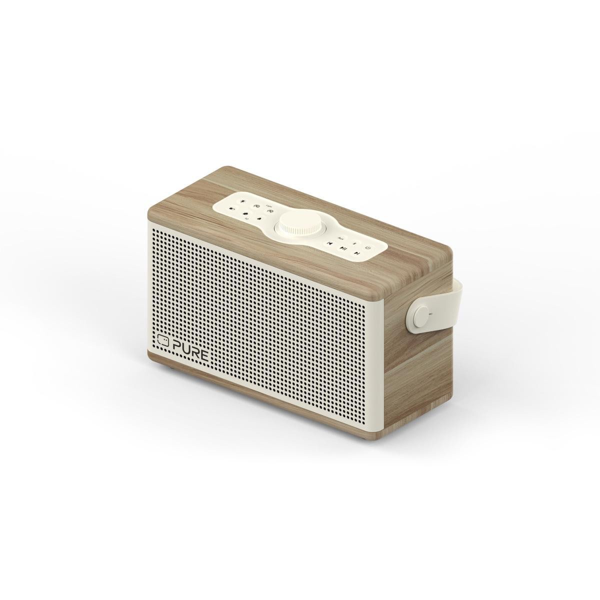 Pure Classic Aura tragbarer Bluetooth-Lautsprecher; Hintergrundlicht; Weiß/Eiche