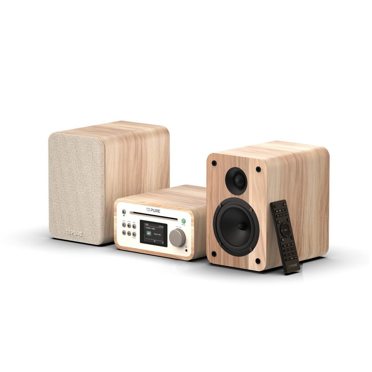 Pure Classic Stereo Mini Stereoanlage DAB+/FM, Bluetooth, CD, USB weiß/Eiche