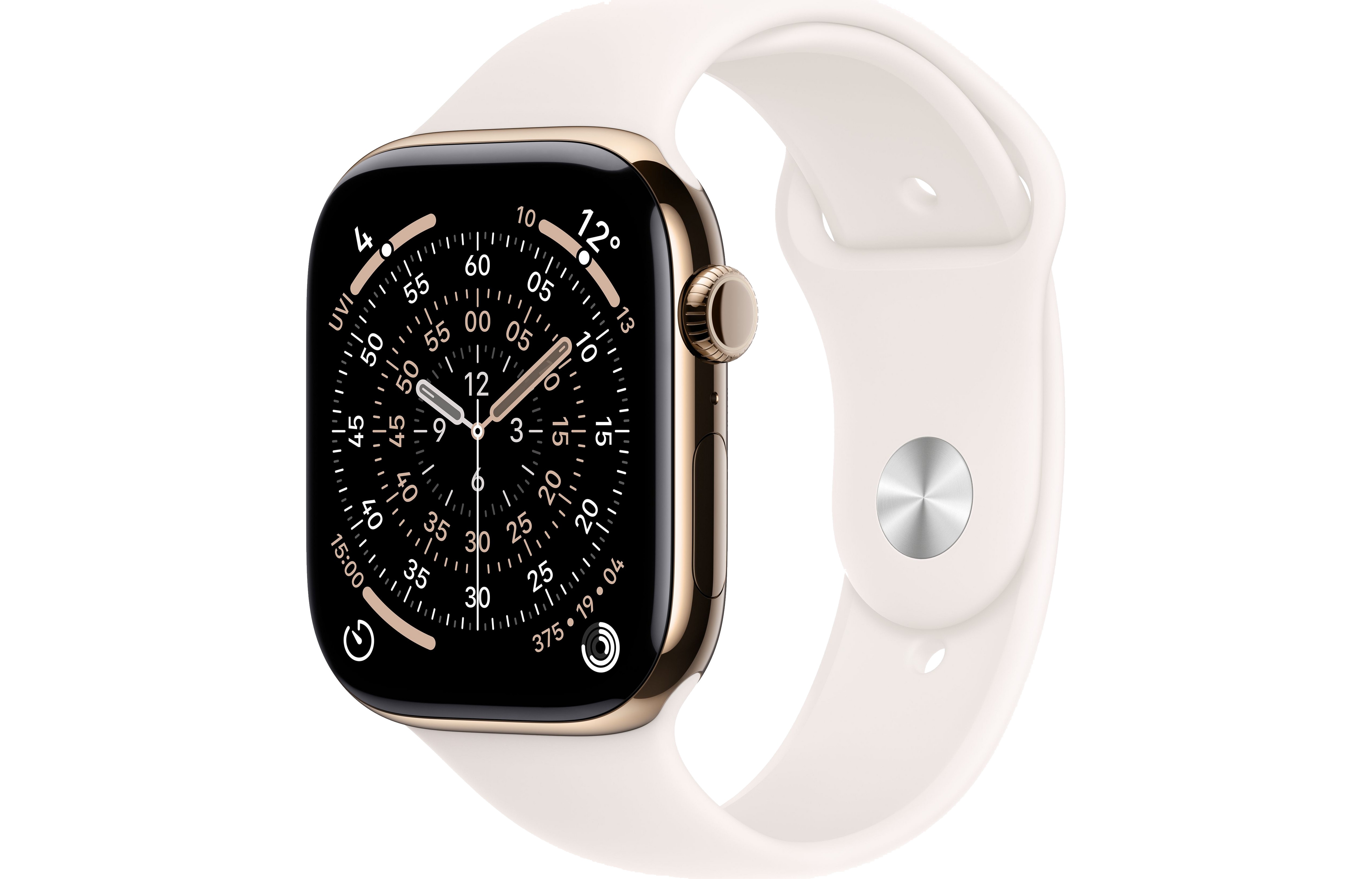 Apple Watch Series 11 GPS + Cellular 46mm Gold Titanium Gehäuse mit Sport Band (light blush) - M/L