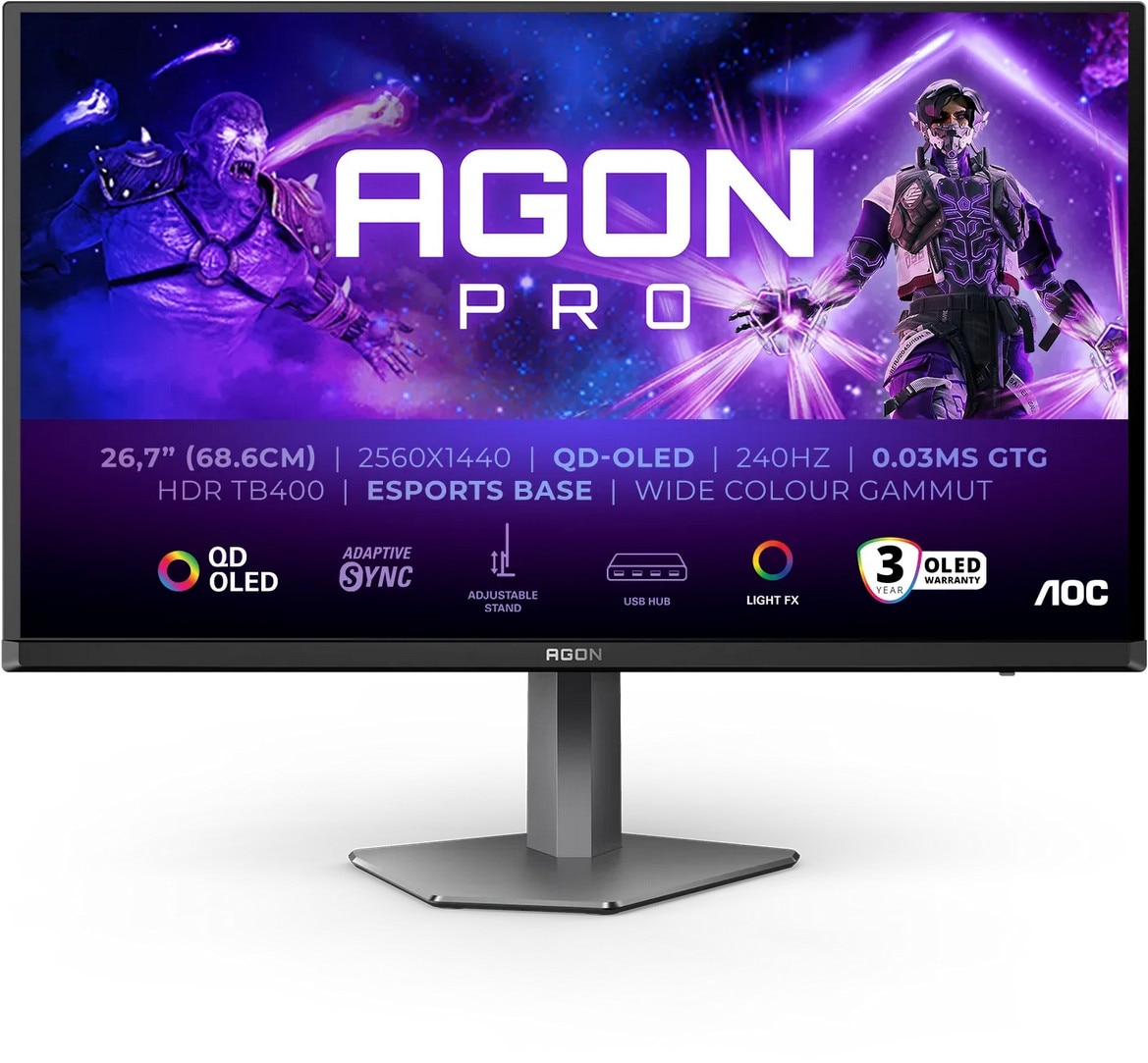 AOC AGON Pro AG276QZD2 26.7 Zoll WQHD QD-OLED Panel 16:9 240 Hz Gaming Monitor