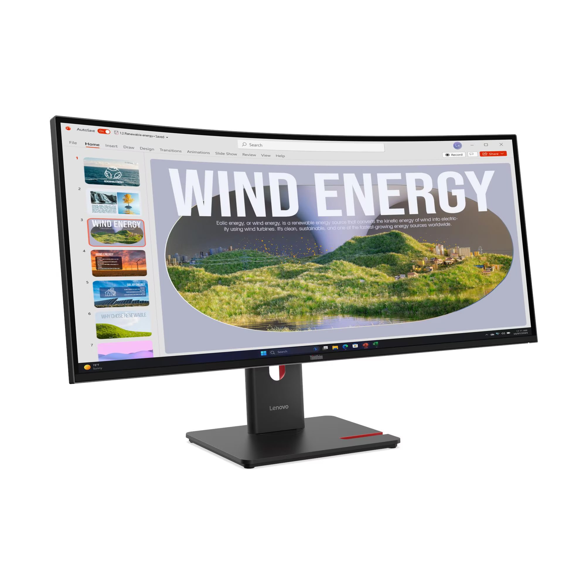 Image of 34" Lenovo ThinkVision T34WD-40 - 3440x1440 (UWQHD) - 120Hz - VA - 100W USB-C