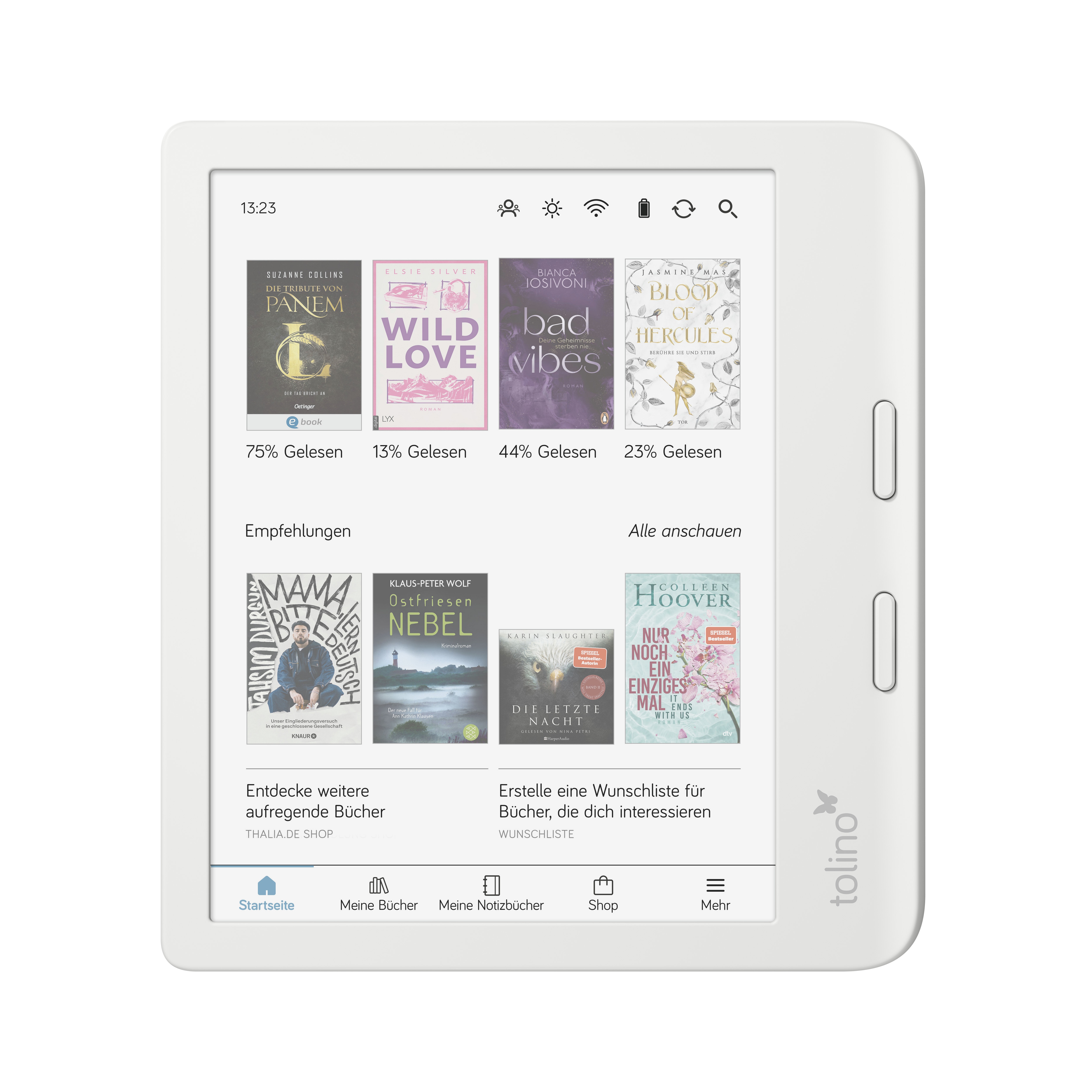 Thalia tolino vision color eBook-Reader; 7"-E-Ink-Farb-Display weiß