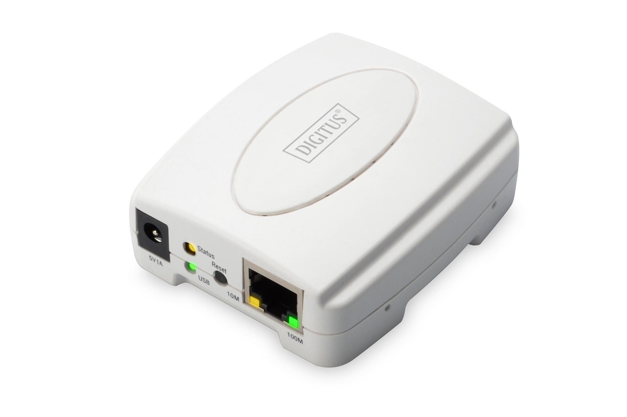DIGITUS Fast Ethernet Print Server, USB 2.0 weiß
