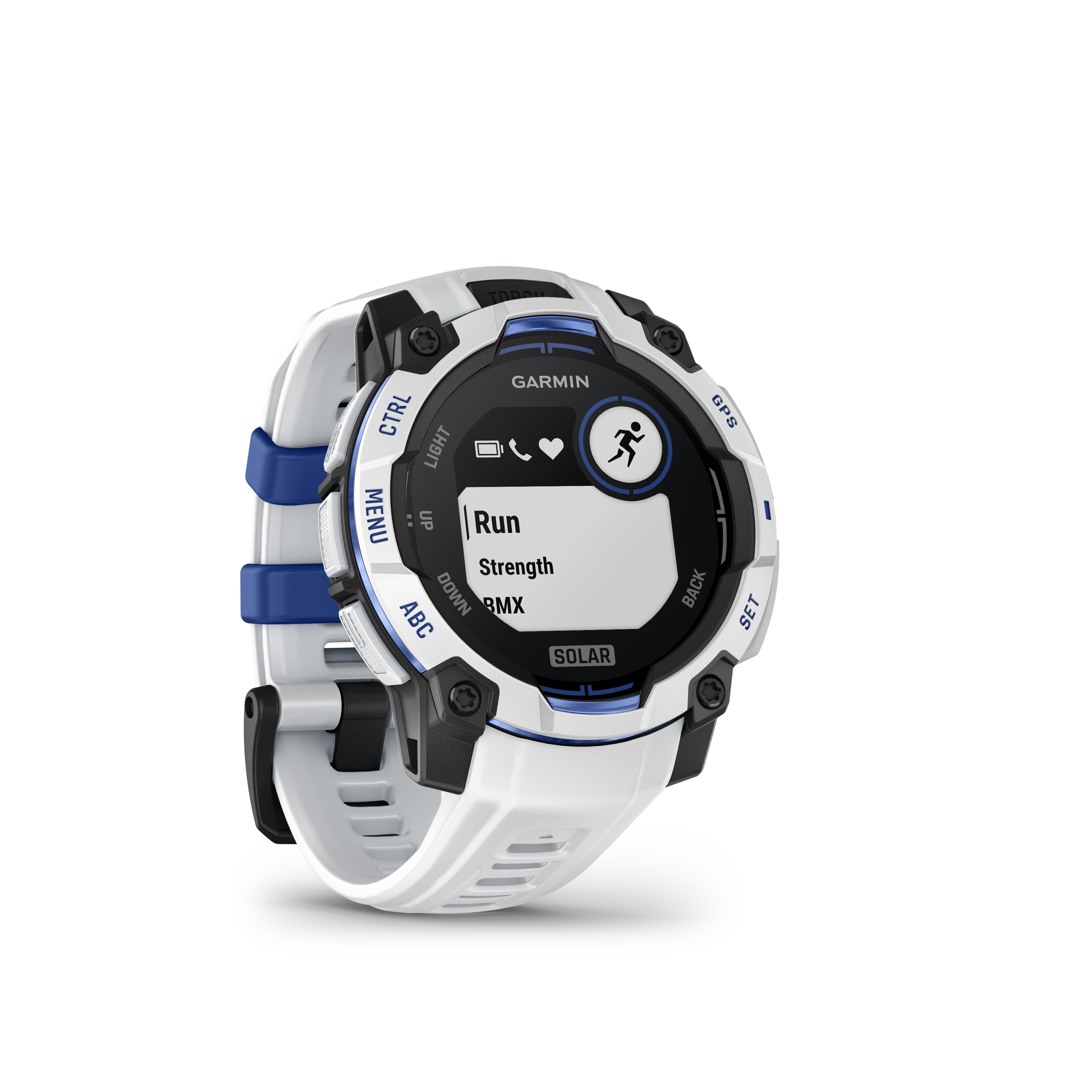 Garmin Instinct 3 Solar 45mm Schwarz/Steinweiß mit Silikon-Wechselarmband 22 mm Steinweiß