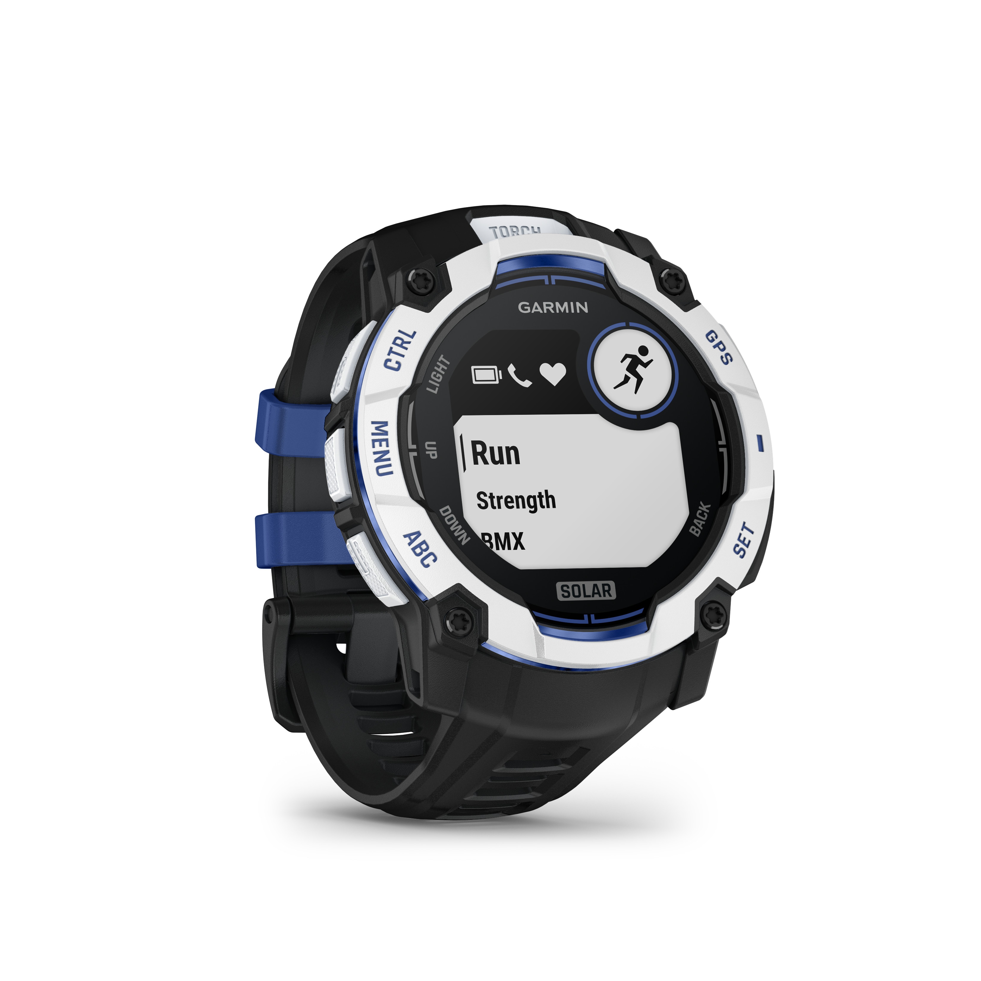 Garmin Instinct 3 Solar 50mm Schwarz/Steinweiß mit Silikon-Wechselarmband 26 mm Schwarz