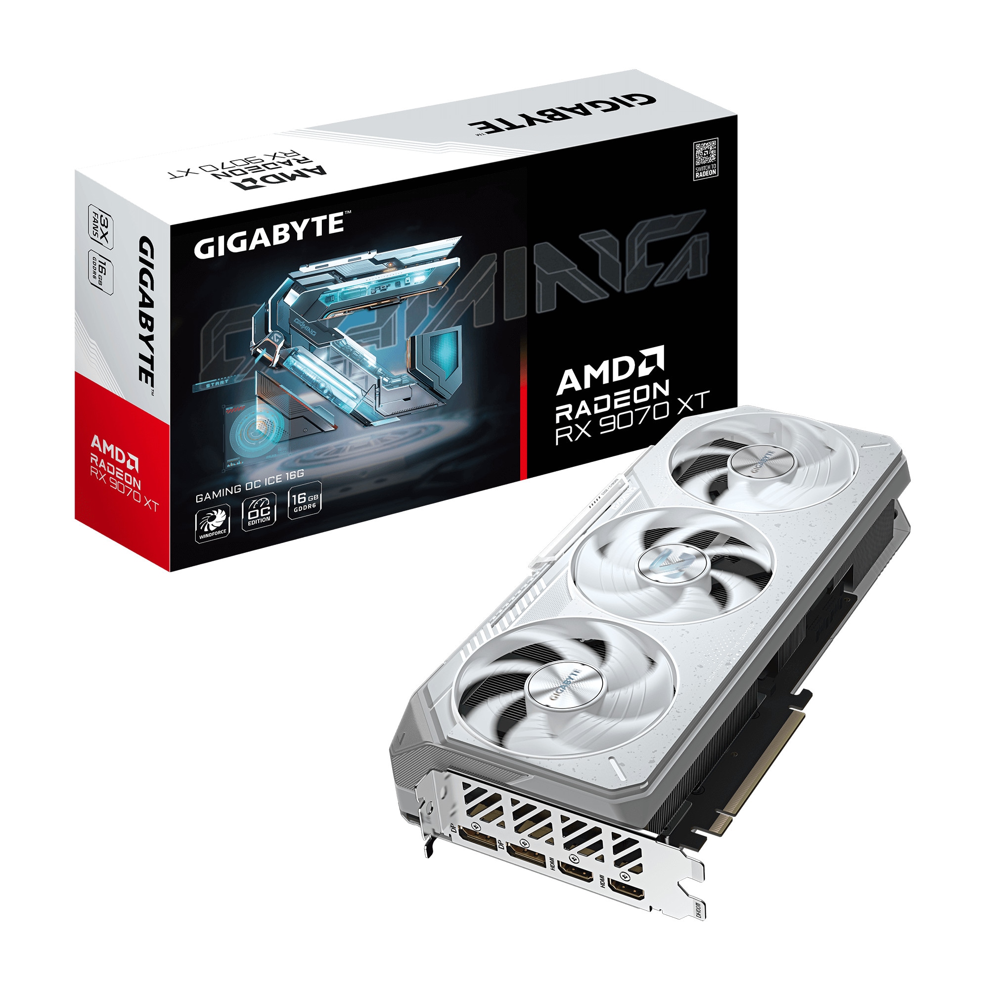 GIGABYTE Radeon RX 9070 XT GAMING OC ICE 16G Grafikkarte HDMI/DP