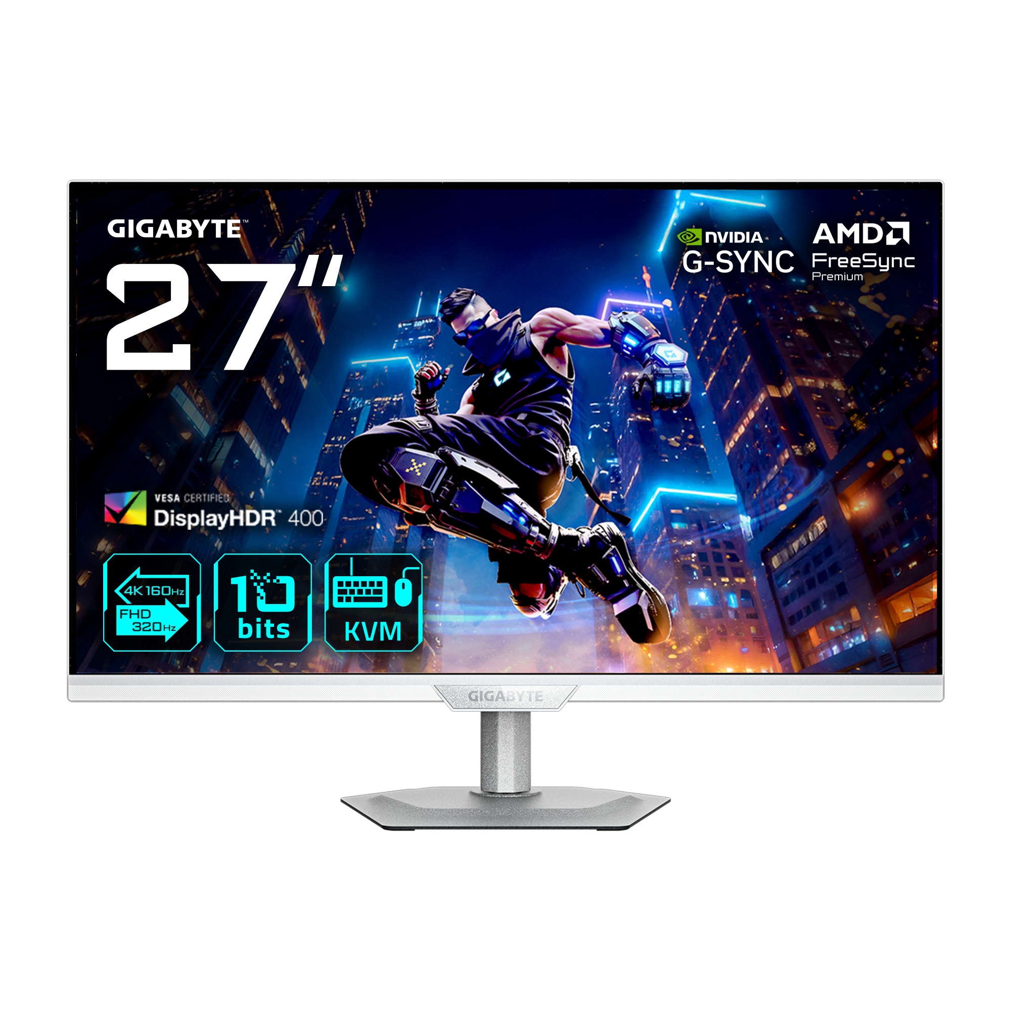 GIGABYTE M27UP ICE 27 Zoll 4K (UHD) Fast IPS Panel 16:9 160 Hz Dual Mode Gaming Monitor