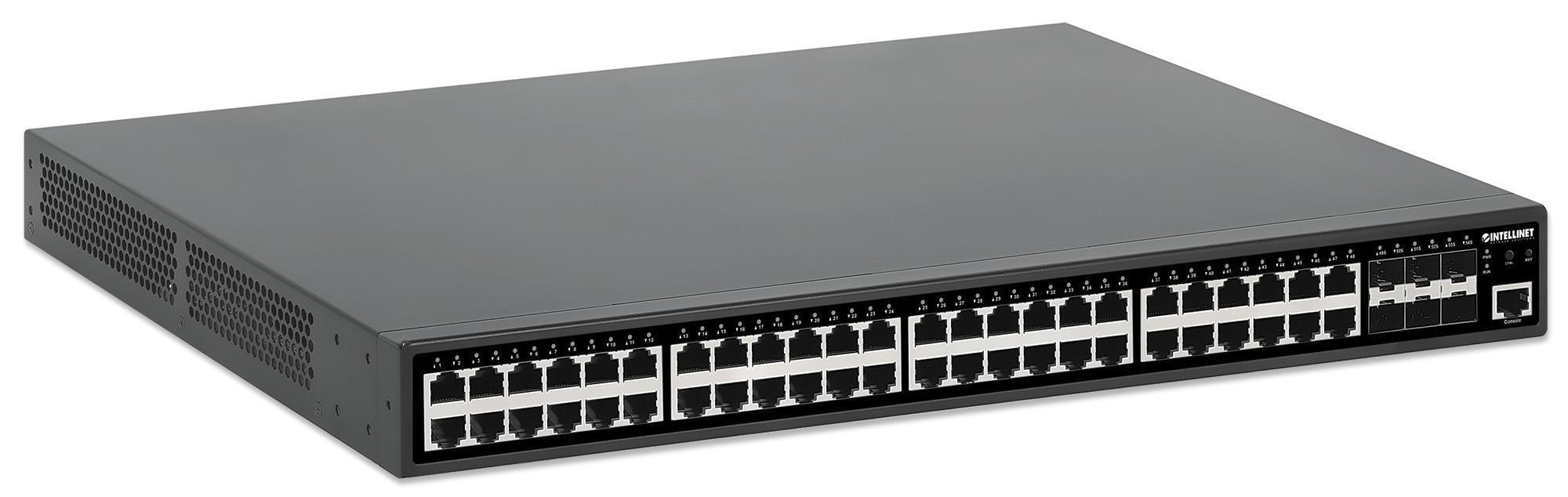 Intellinet 54-Port L2+ Fully Managed PoE+ Switch mit 48 Gigabit Ethernet-Ports und 6 SFP+ Uplinks