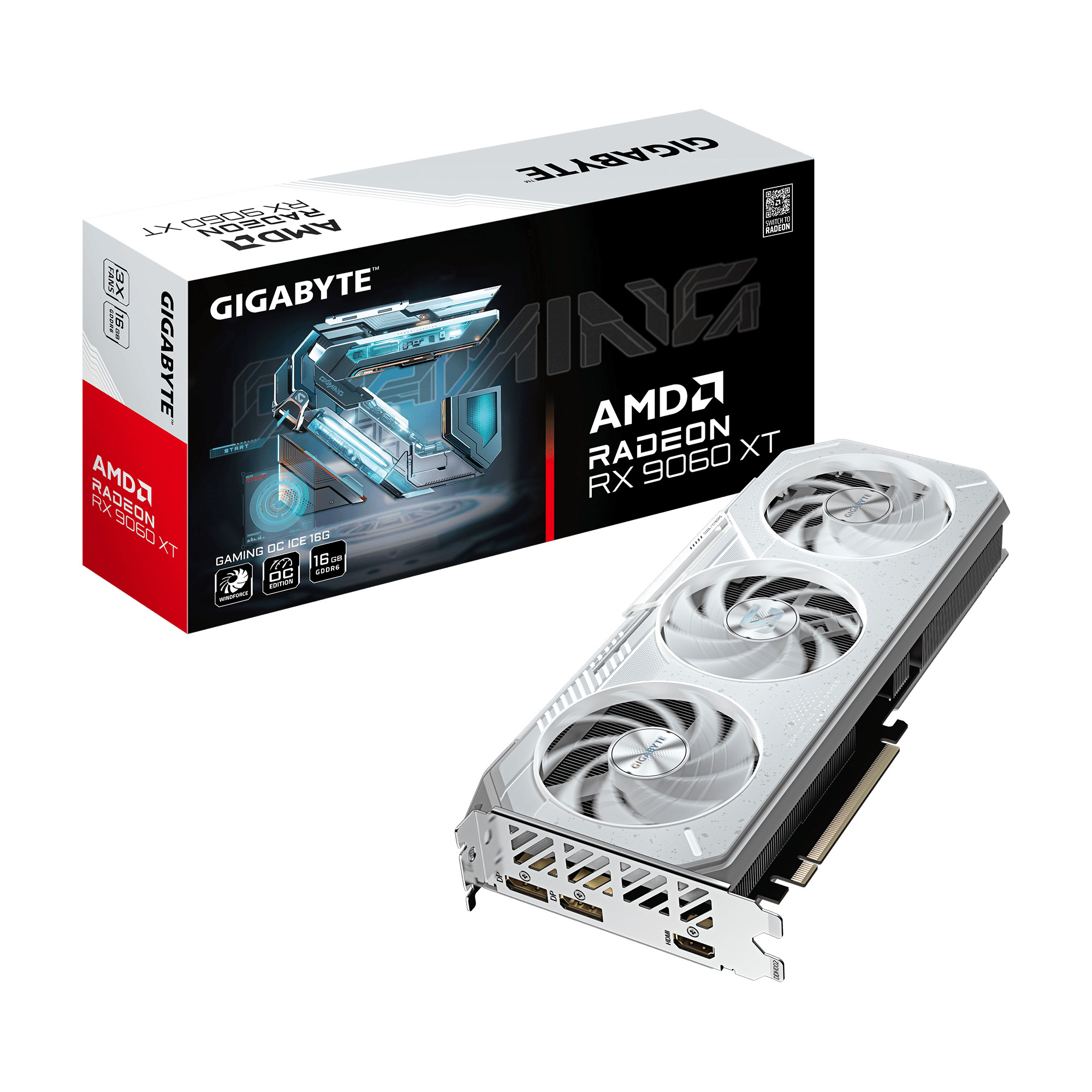 GIGABYTE Radeon RX 9060 XT GAMING OC ICE 16GB Grafikkarte HDMI/DP
