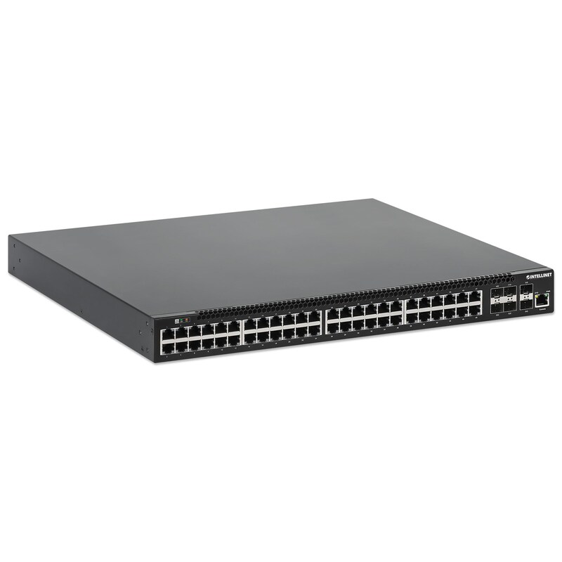 SFP günstig Kaufen-Intellinet 54-Port L3 Fully Managed PoE+ Switch mit 48 Gigabit Ethernet-Ports und 6 SFP+ Uplinks. Intellinet 54-Port L3 Fully Managed PoE+ Switch mit 48 Gigabit Ethernet-Ports und 6 SFP+ Uplinks <![CDATA[• Managed Switch • PoE-Leistungsbudget 850 Watt • 2