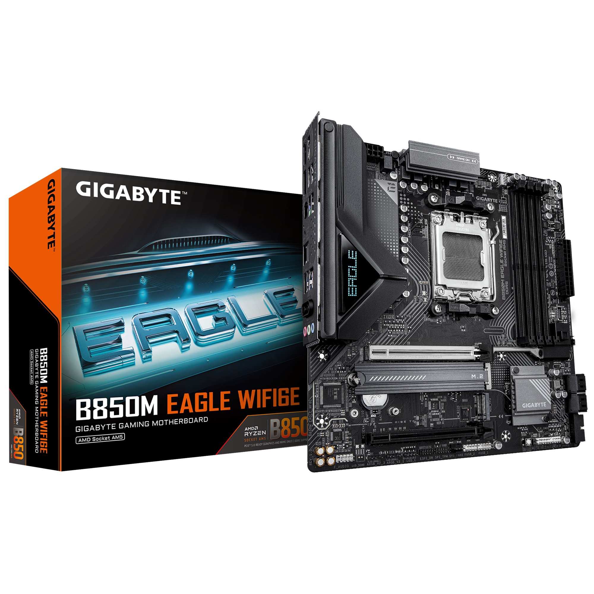 Gigabyte Schwarz Mainboard "B850m Eagle Wifi6e Mainboard - Amd Ryzen 9000 Serie Cpus, 8+2+2 Phasen", B:27cm H:7cm T:27cm, Mainboards - Bild 3