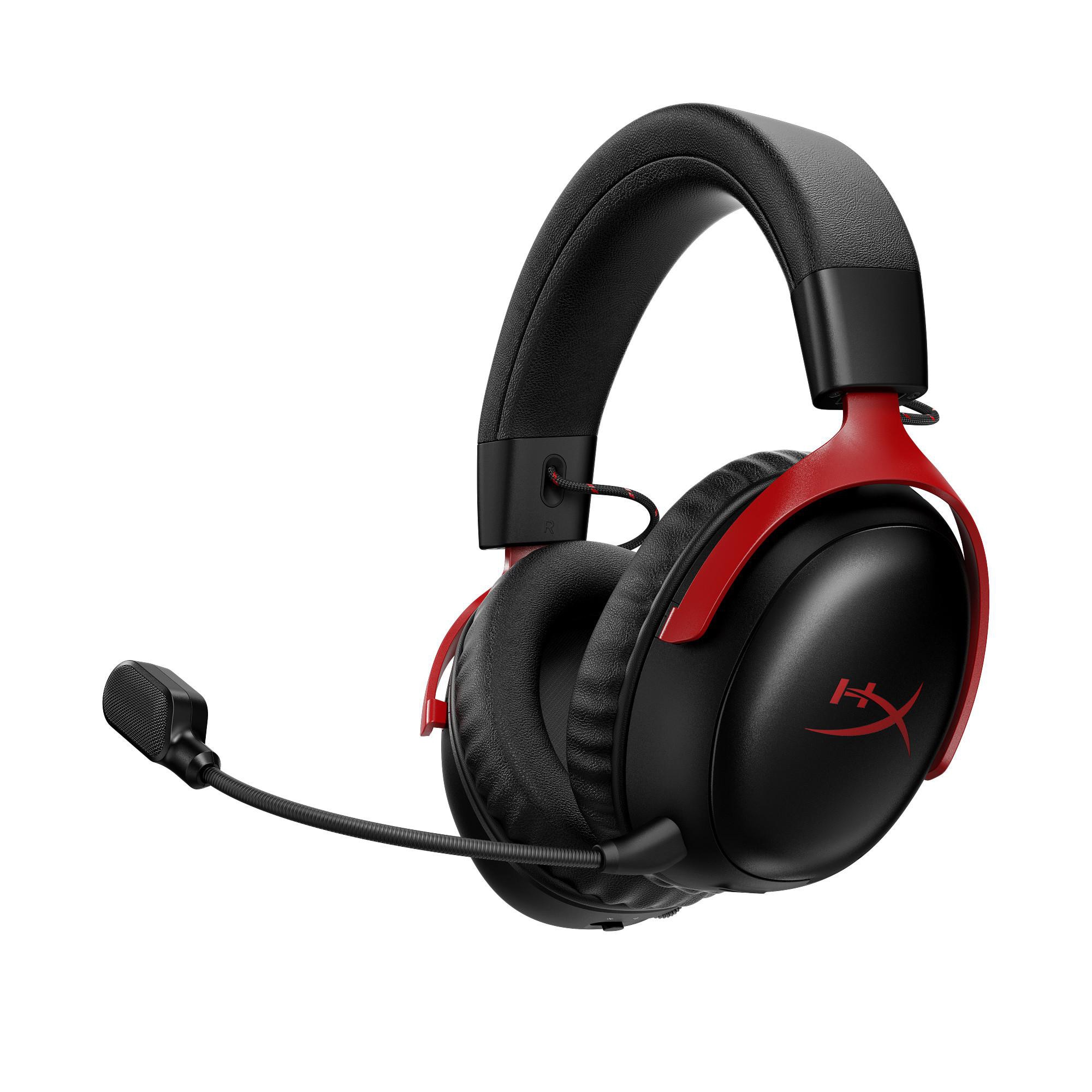 HyperX Cloud III S Wireless Schwarz/Rot, Kabelloses Gaming-Headset, 2.4 GHz Verbindung, Bluetooth, HP Instant Pair für Omen Gaming-Notebooks