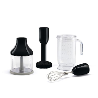 SMEG HBAC11BL 4er-Set, XXL-Mixbecher, Zerkleinerer, Kartoffelstamper, Schneebesen Schwarz