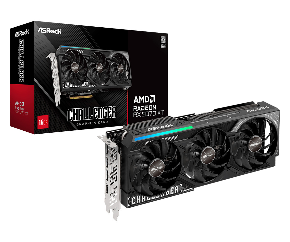 ASROCK Radeon RX 9070 XT Challenger Grafikkarte 16GB GDDR6 1x HDMI 3x DP