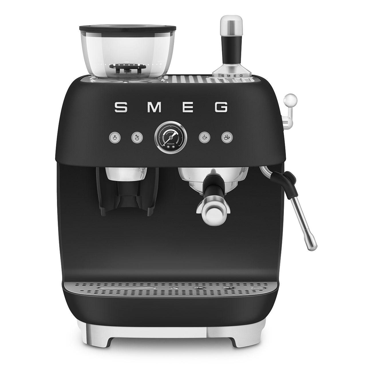 SMEG EGF03BLMEU 50s Style Siebträgermaschine mit Kaffeemühle Schwarz