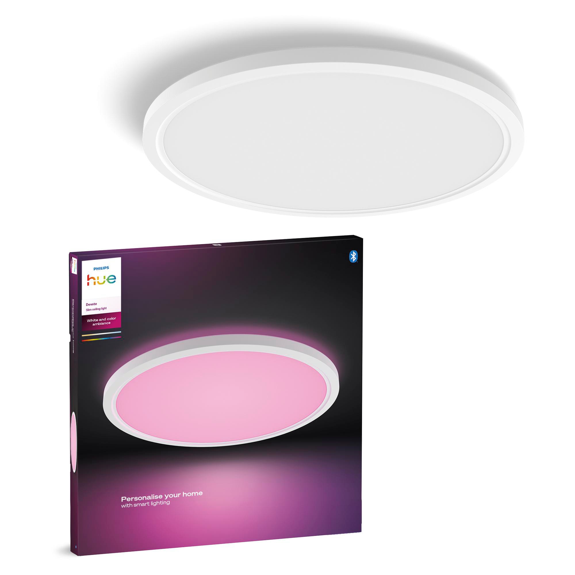 Philips Hue Devote Slim Deckenleuchte, M, 421 mm, Rund, Weiß | White and Colour Ambiance Licht, Smart-LED, 23 W, Dimmbar, Bluetooth-App-Steuerung, Smart Home - Bild 4