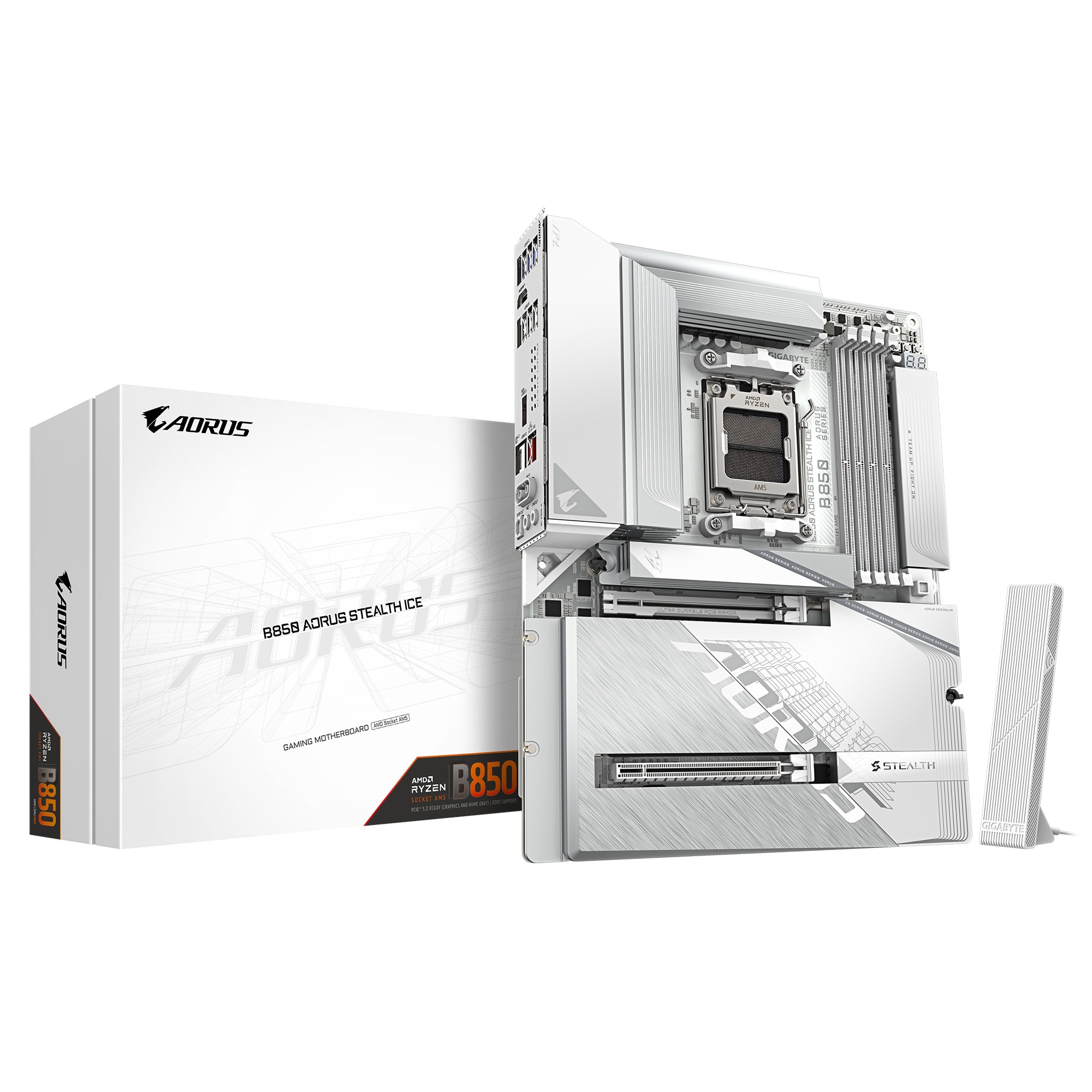 GIGABYTE B850 AORUS Stealth Ice Mainboard – Unterstützt AMD Ryzen 9000 Serie CPUs, digitales 14+2+2 Phasen VRM, bis zu 8200 MHz DDR5 (OC), 2 x PCIe 5.0 + 2 x PCIe 4.0 M.2, Wi-Fi 7, 5 GbE LAN - Bild 5