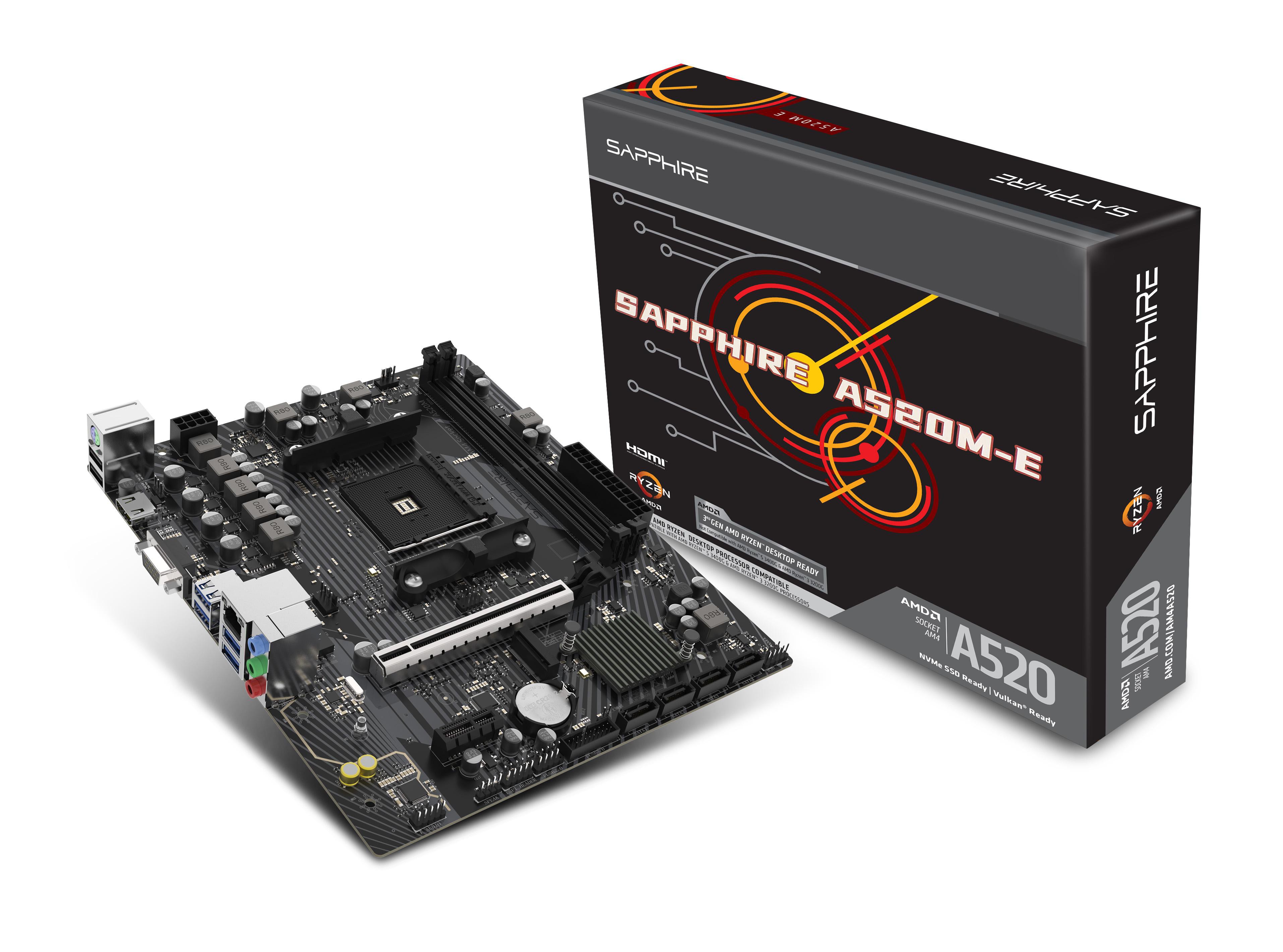 Sapphire A520M-E Mainboard - AMD A520 - AMD AM4 - DDR4 RAM - Micro-ATX - Bild 2