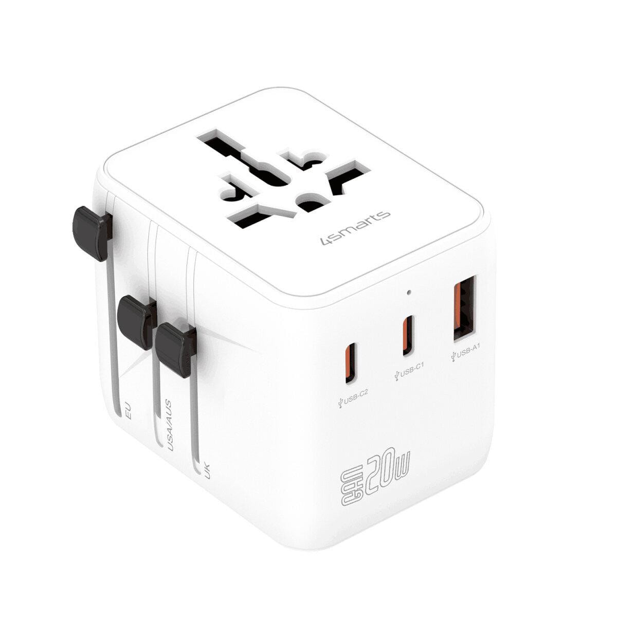 4smarts Weltreiseadapter Nomad 20W 2C+1A, weiß