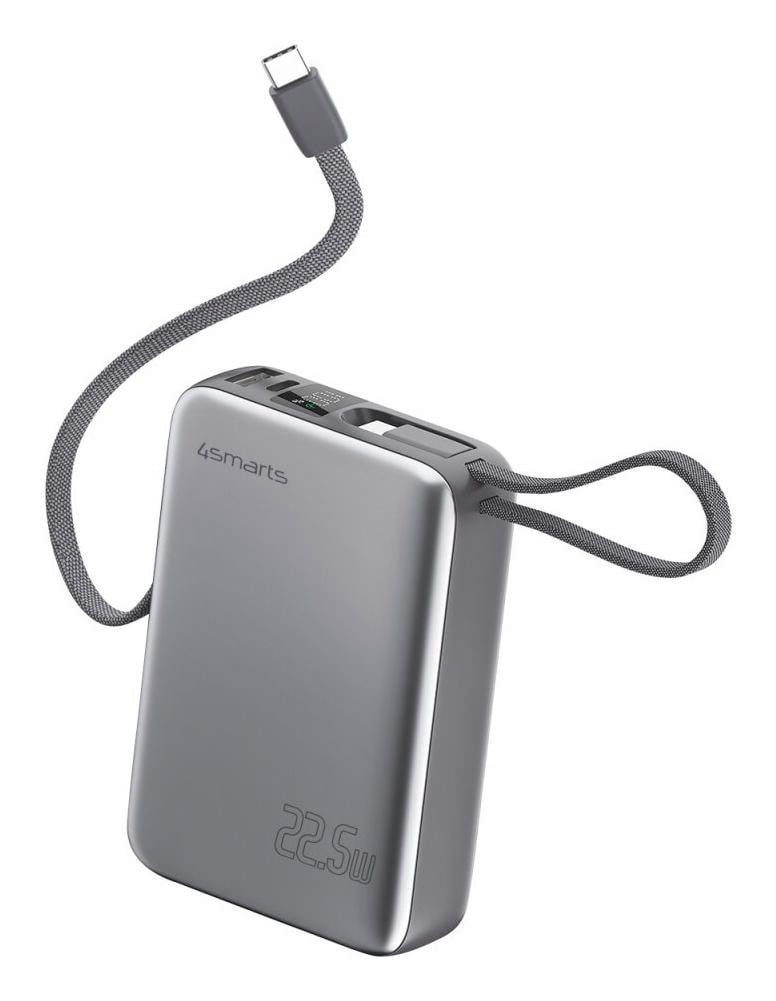 4smarts Pocket Dual Cord Powerbank 20000 mAh 25 Watt Grau