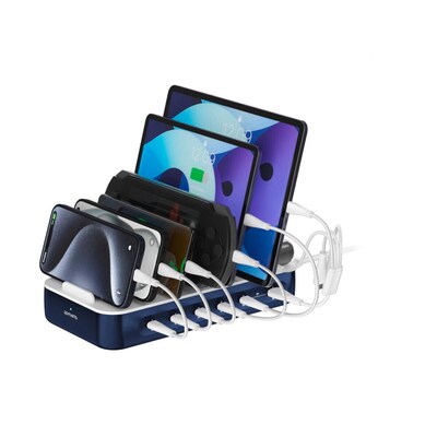 Image of 4smarts Ladestation Team 100W 5C/1A inkl 6 Kabel, navy